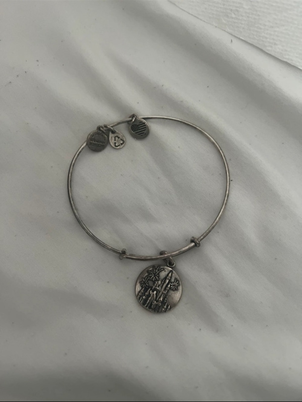 Alex and Ani Silver Disney Castle Charm Bangle Bracelet